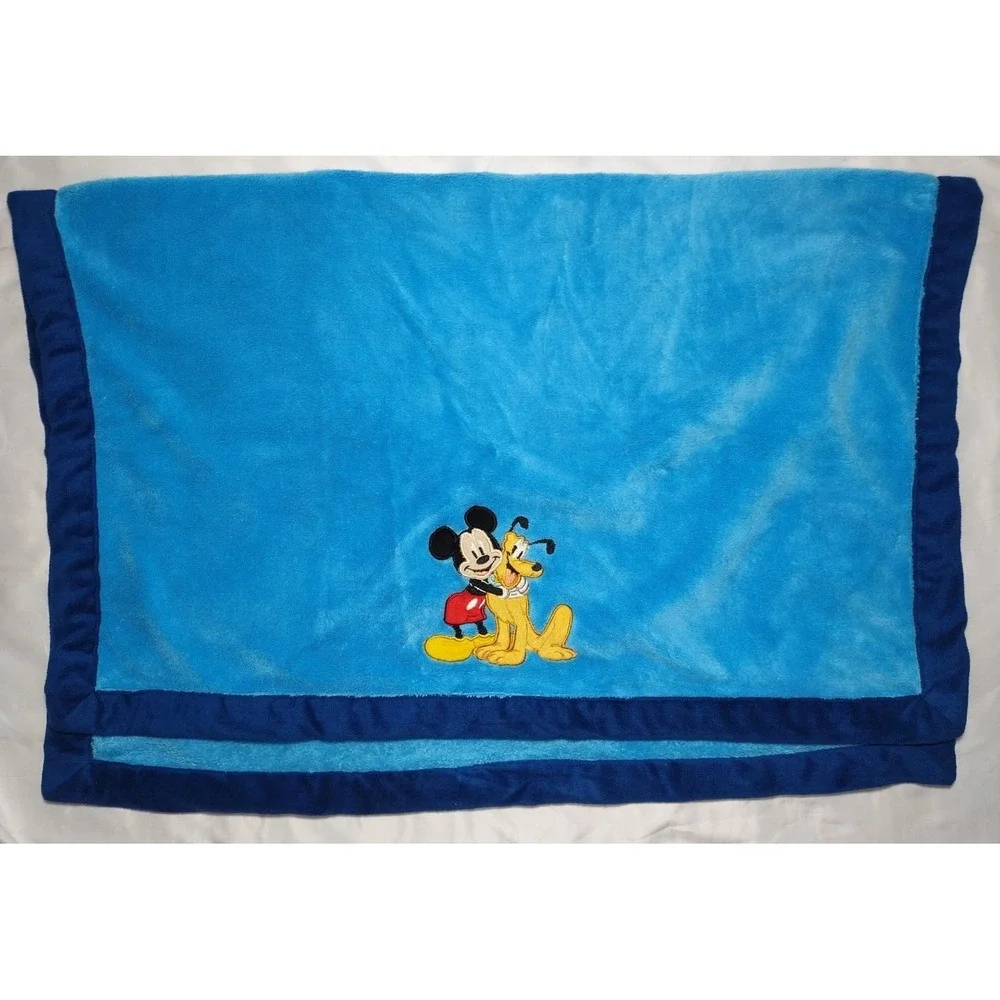Disney Baby Mickey Mouse Pluto Blue Blanket Plush Hugging Soft Lovey Boy‎